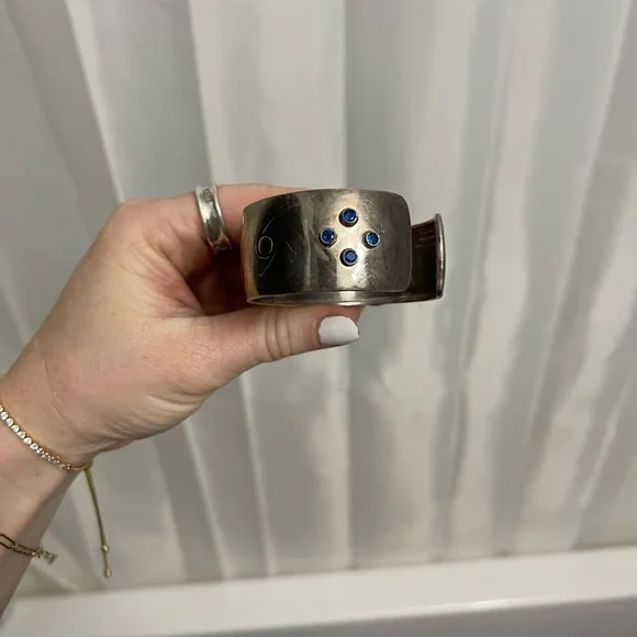 Vintage SYMBOLS OF THE STORM CUFF Sterling silver semi precious gem stones